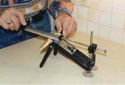Person sharpening knife with second alternative system